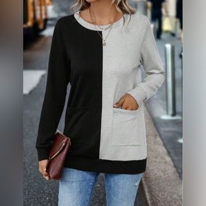 Two Tone Dual Pocket Sweatshirt